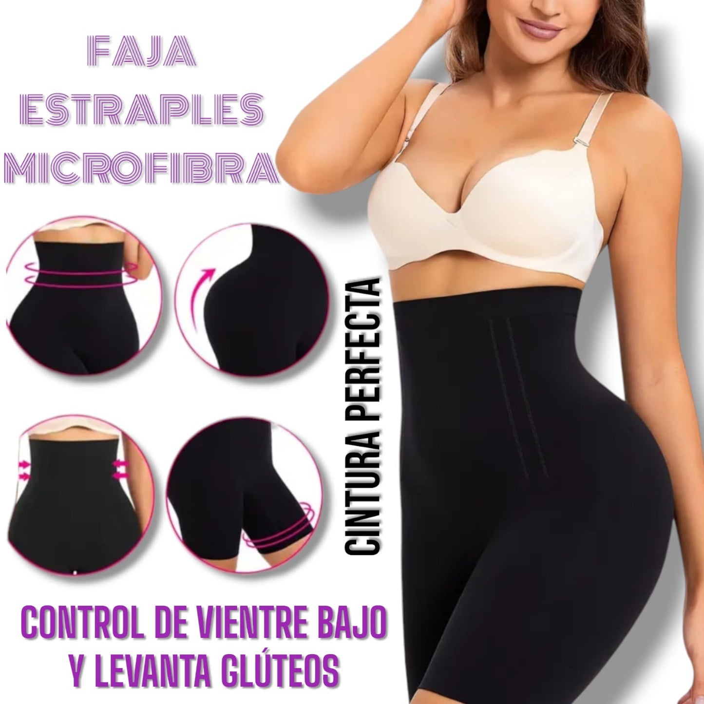 Faja estraples microfibra tipo short